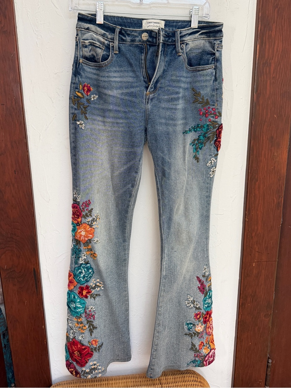 Free People Embroidered Floral Jeans
